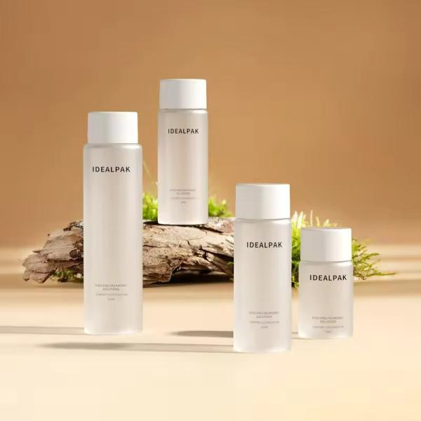 Bouteille cosmétique glacée écologique Bouteilles cosmétiques en PET rondes de 50 ml avec bouchon à vis