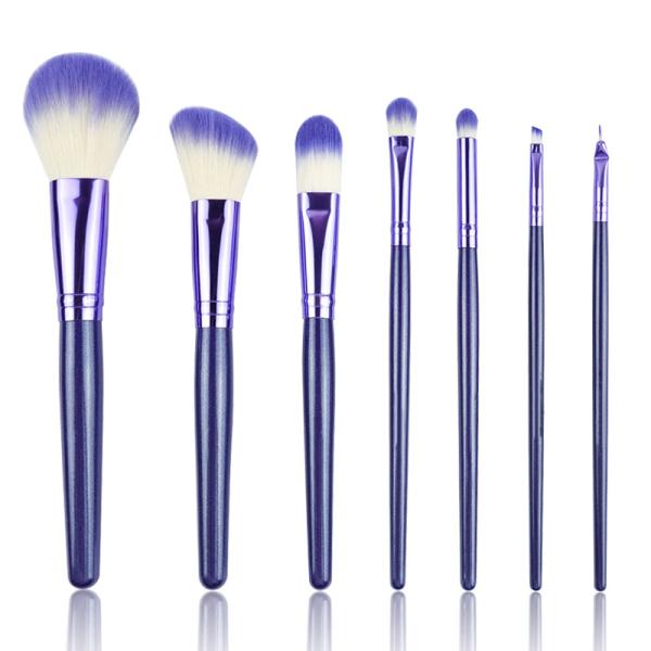 Practical Custom 7 Makeup Brush Set Purple Lavender With Cotton Bag