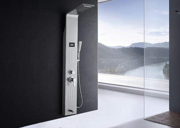 Nickel Brushed Shower Panel With Massage Jets , Modern Shower Panel ROVATE