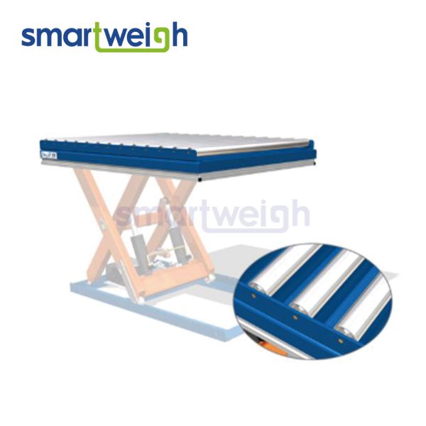 Heavy Duty Hydraulic Stationary Scissor Lift Platform With Weighing And Roller Conveyor Transfer System