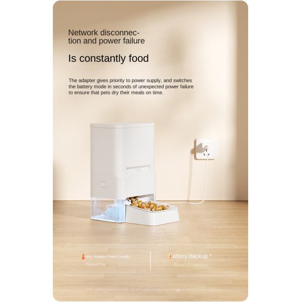 New Cat Dog 6L Automatic Food Dispenser Solid IPX5 Waterproof Stainless Steel Remote App Control Voice Record Feature Battery