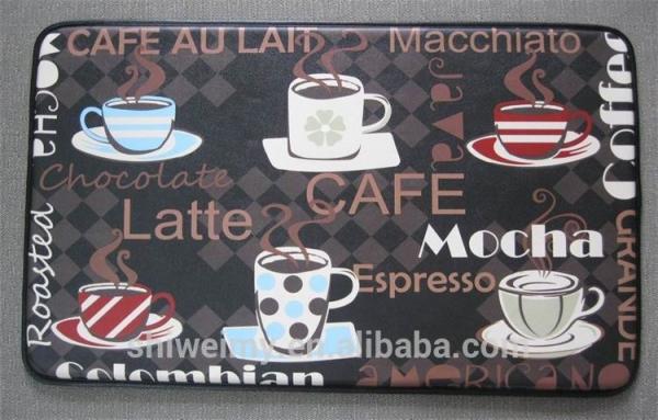 Printed hot coffee pattern anti-fatigue kitchen mat with NBR foam