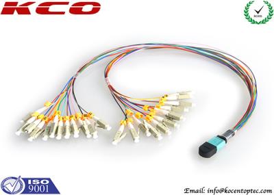 O cabo de remendo da fibra MPO MTP de QSFP, MTP ao cabo 24 da fuga do LC ventila para fora