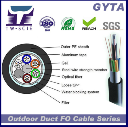 Aluminum GYTA 24 Core Loose Tube Stranded Fiber Optic Cable For Duct Use