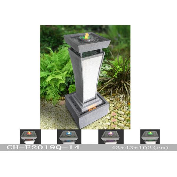 Sandstone Colourful Led Light Water Fountain Rectangle Column