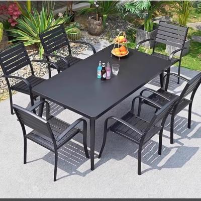 Outdoor Table And Chair Set Made Of Black Aluminum Alloy