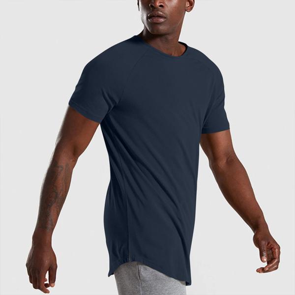 Dos homens regulares do ajuste da camisa do pescoço de grupo T da luva do algodão dos homens parte superior curto do Sportswear