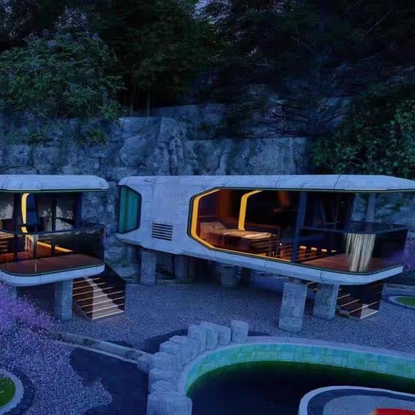 Casa de la cápsula espacial de 8 toneladas con cortina eléctrica sin fundamento