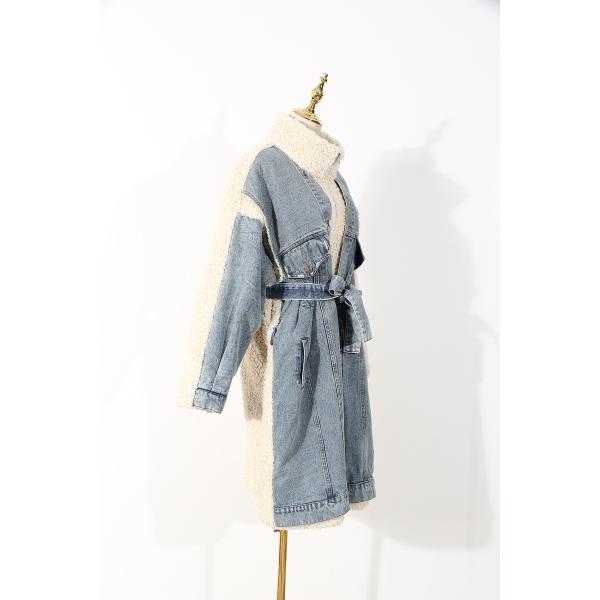 Пальто водоустойчивого Lambswool джинсовой ткани моды выстегивая 2020 курток Lambswool зимы свободных сгущенных длиной