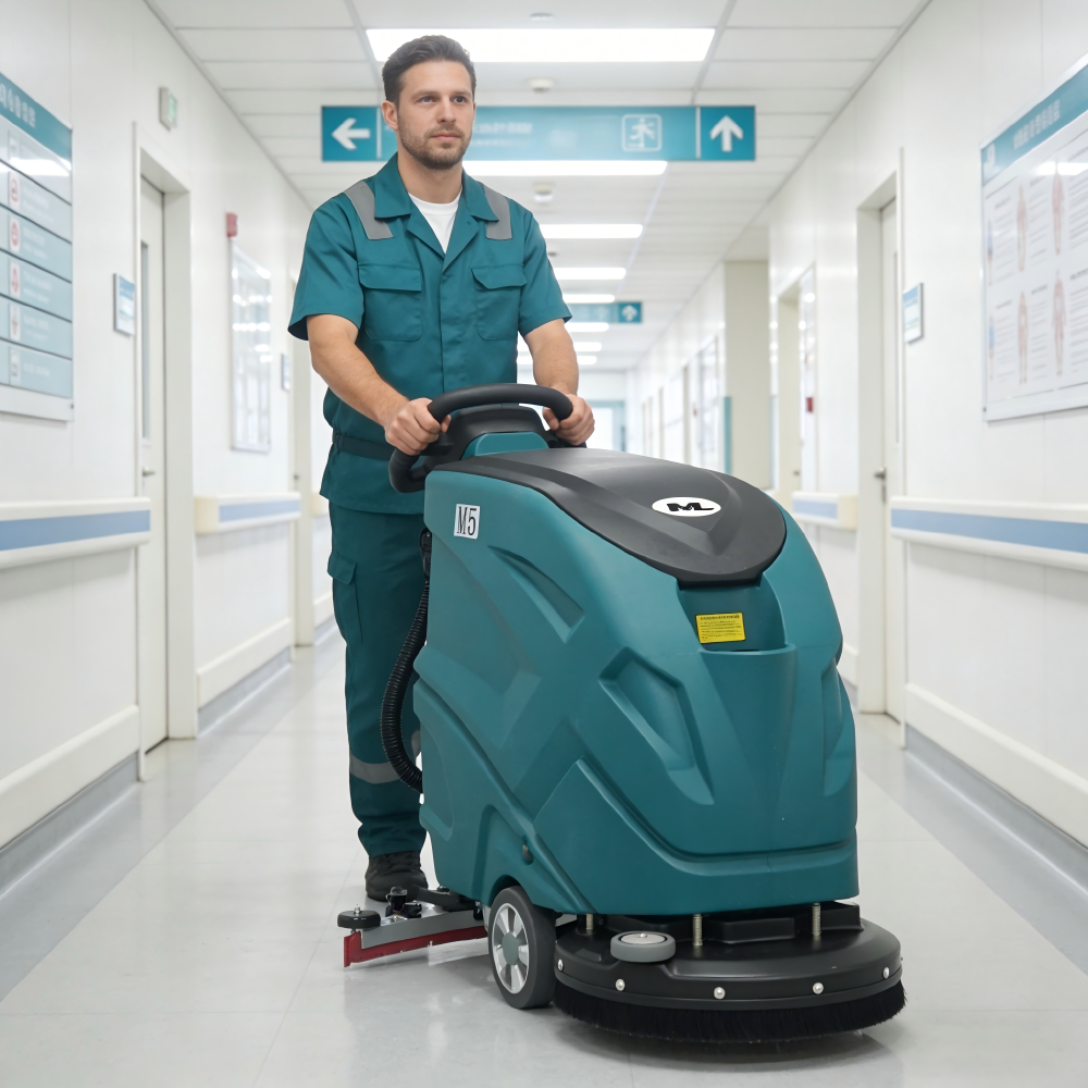 560mm Cleaning Width Walk Behind Floor Scrubber Machine 48L Tank 2000㎡/h 12V*2-83AH Battery