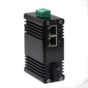 Mini Industrial 1-Port 1000X to 2-Port 10/100/1000X 30W PoE+ Media Converter