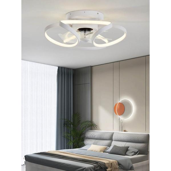 220V Acrylic Tri-Color Changing Ceiling Fan Light for Bedroom and Living Room