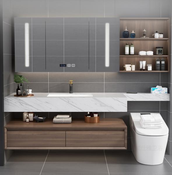Customized Table Top Bathroom Cabinets 18mm Brown Plywood 400mm Height