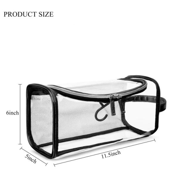 Hanging Cosmetic Travel Bag PVC Transparent With Inner Mesh Pocket