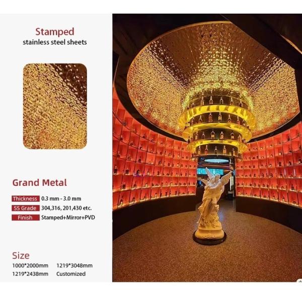 Factory Price 201 304 316 Stamped Finish Water Ripple Stainless Steel Sheet For Ceiling Panel and Wall Cladding