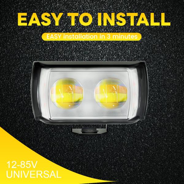 Full Aluminum White Yellow Dual Color 2 LED Motorcycle MINI Driving Light