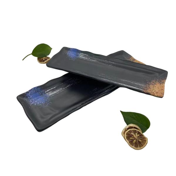 Black Melamine Restaurant Plates Dinnerware Melamine Rectangle Shape Plate