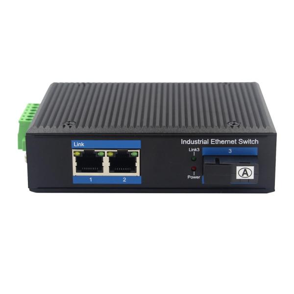 Fiber To 2 UTP Port Unmanaged Industrial Ethernet Switch
