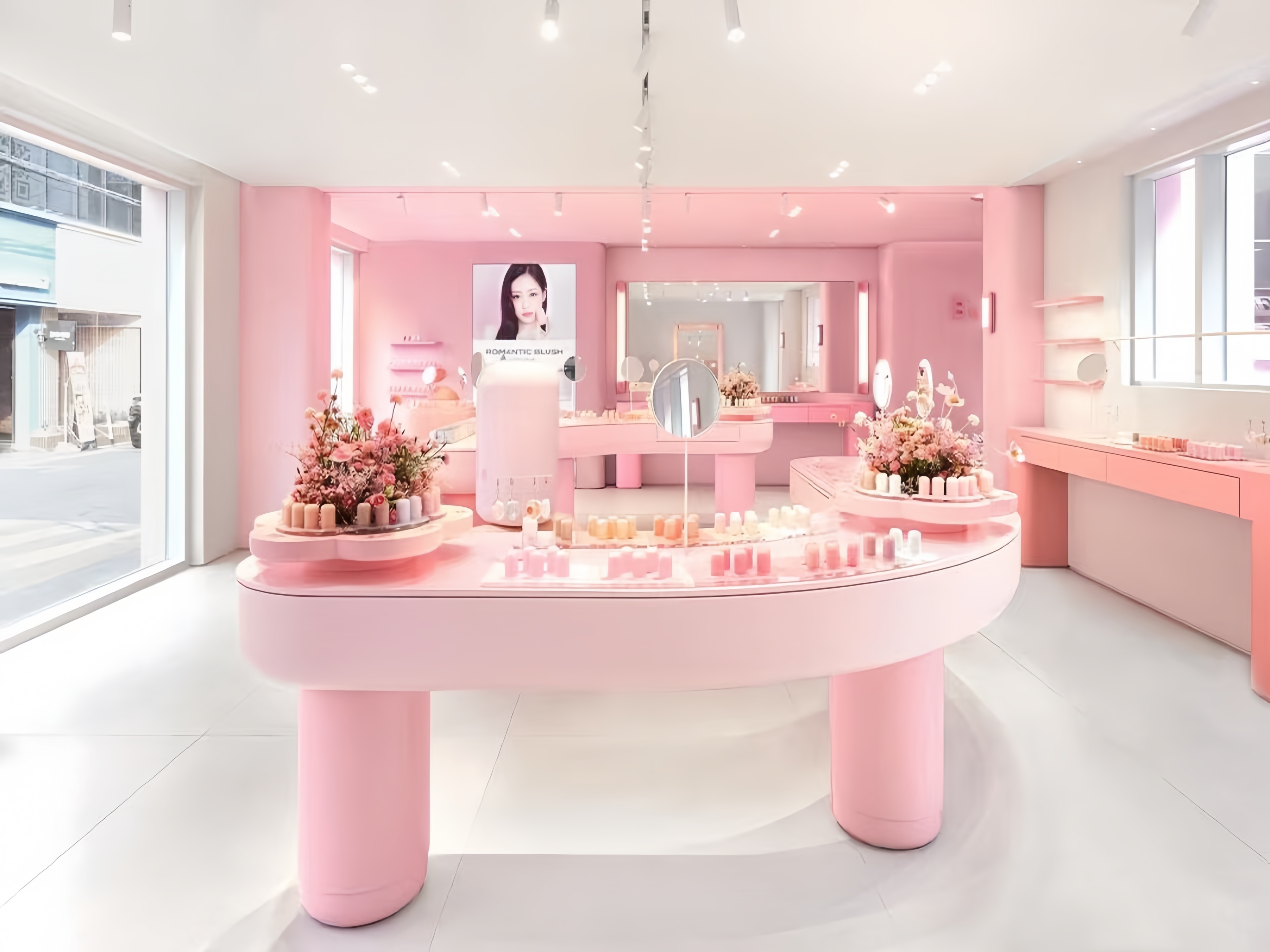 Duty Free Retail Makeup Display Cabinet Cosmetics Skincare Pop Up Exhibition Stand
