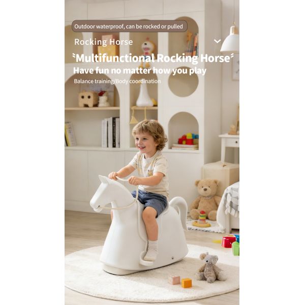 Pull-Along Rocking Horse Toy for Toddlers, 2-in-1 Ride-On & Rocking Horse, Eco-Friendly PE Material, Safe Baby Ride-On Toy for Indoor & Outdoor Play