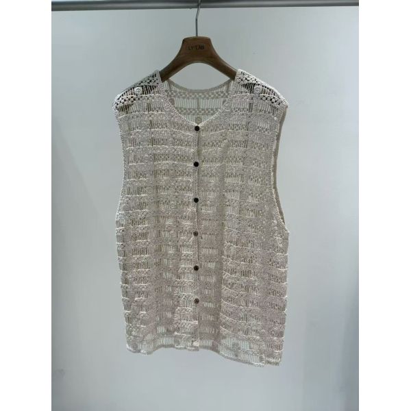 Summer New Fashionable 100% Cotton Apricot Hook Hollow Tank Top