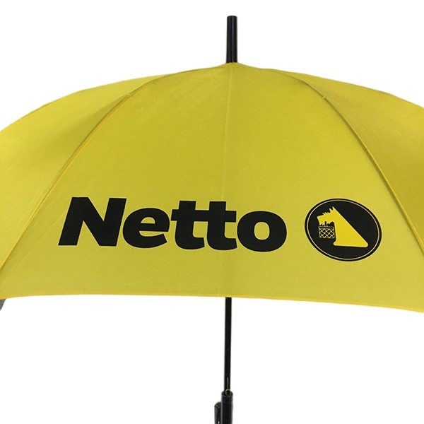 Yellow Fiberglass Frame Umbrella Automatic 50 Inches With Printing