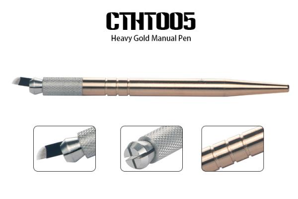 o Permanent 3D dourado pesado compõe a pena manual/pena manual da tatuagem da sobrancelha