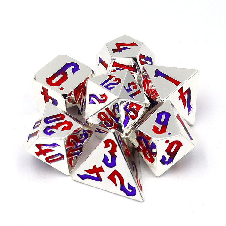 Customizable Zinc Alloy Electroplating Dice Set for DND Games with Polyhedral Design