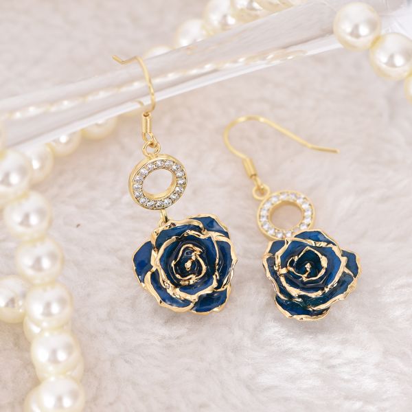 24k Gold Plated Rose Earrings Gifts for Girlfriend Holiday Preserved Flowers Wholesale Fashion Earrings