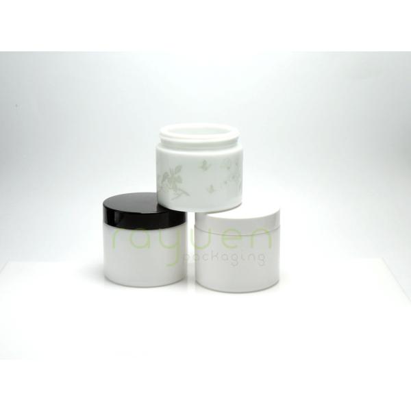 JG-AQ100,100ml cylinderic milk white glass cosmetic jars, Vintage opaque white glass jars for facial mask, face cream