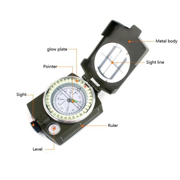 Multifunctional Waterproof Metal Sighting Navigation Compass for Survival and Tactical
