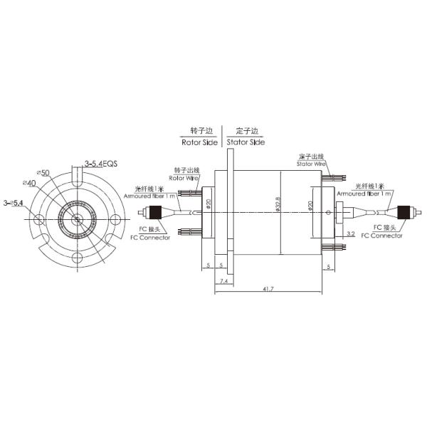 кольцо выскальзывания оптического волокна 2000Rpm роторное совместное для вращая оборудования