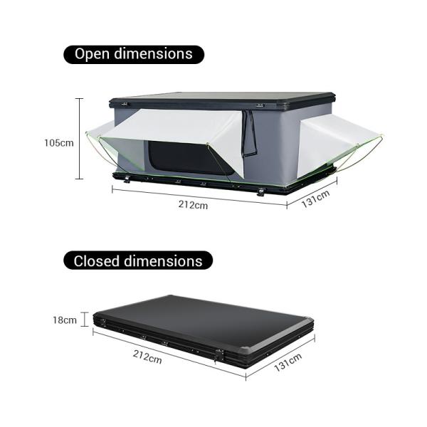 Aluminium Roof Top Tent 300gsm Polyester 212x131x105cm For 3 4 Person