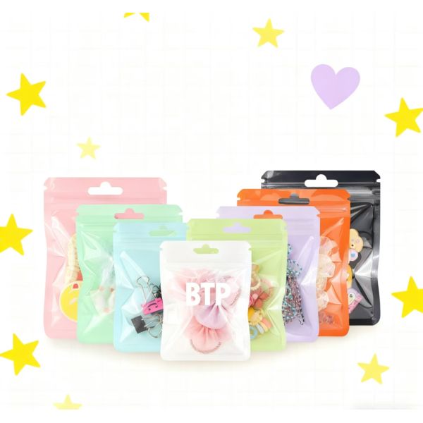 Three-seal Coloured Transparent Plastic Zip Lock Bag Sachet Jewelry & Watch Packaging Reseal Bags with Recycled Materials