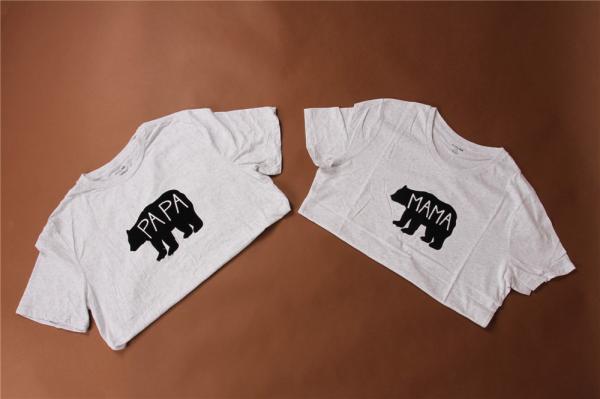 Round Collar Grey Cotton T Shirts 100% Cotton Cute Couple Matching Outfits