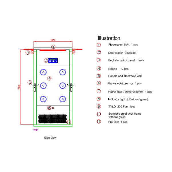Small Cleanroom Air Shower Width 1150mm ,  Air Shower Tunnel With Automatical Blowing