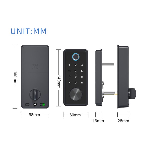 YAGU Mini Short Smart Lock Keyless Entry Password IC Card Key Anti-theft Lock Office Automatic Digital Code Deadbolt Door Lock