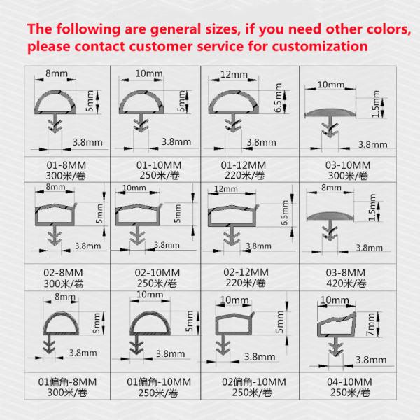 JYD Bottom Width 5/6/7mm Rubber Sealing Strip Aluminum Casement Dustproof And Soundproof Door Window Weatherstrip