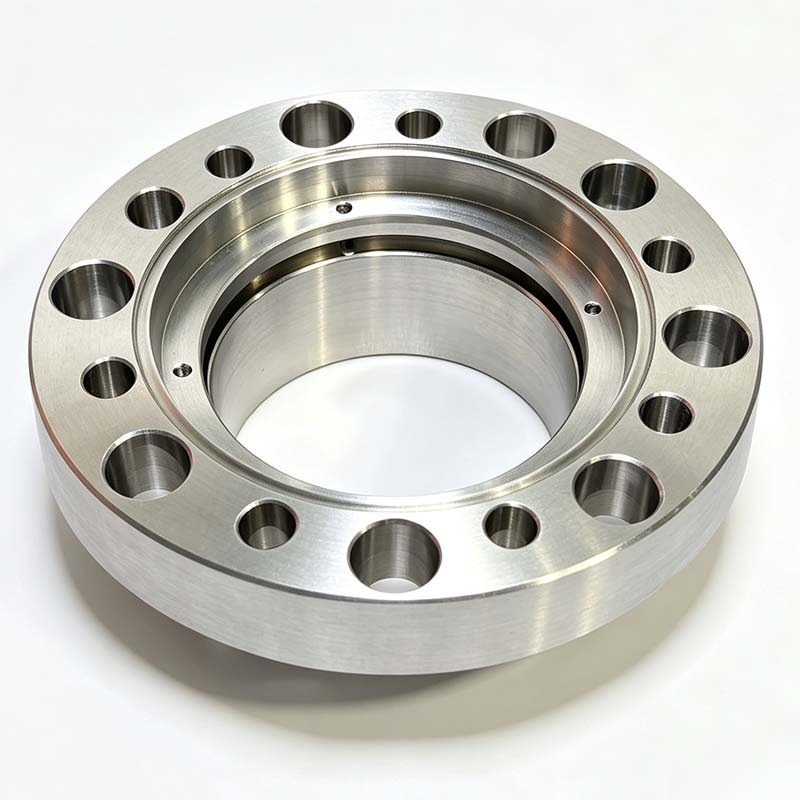 Custom CNC Machined Stainless Steel Flange Connector with Precision Inner Bore and Corrosion Resistance