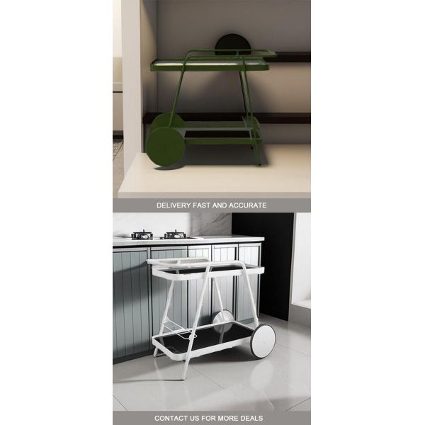 MOYI Customized Iron Trolley Quality Wooden Cart with Wheels for Hotels and Bars