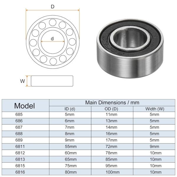 Chrome Steel 686 RS Bearing P0 P6 P5 P4 686 2RS Bearing For Electrical Tooling