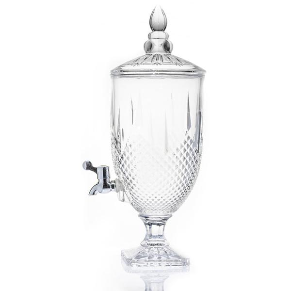 Luxury lead-free crystal glass 5L glass juice beverage dispenser with tap