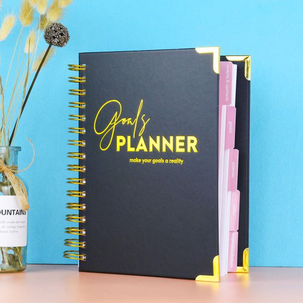 Wholesale A5 Black Spiral Weekly Manifestation Goal Journal Planner and Agenda Notebook With Gift Box