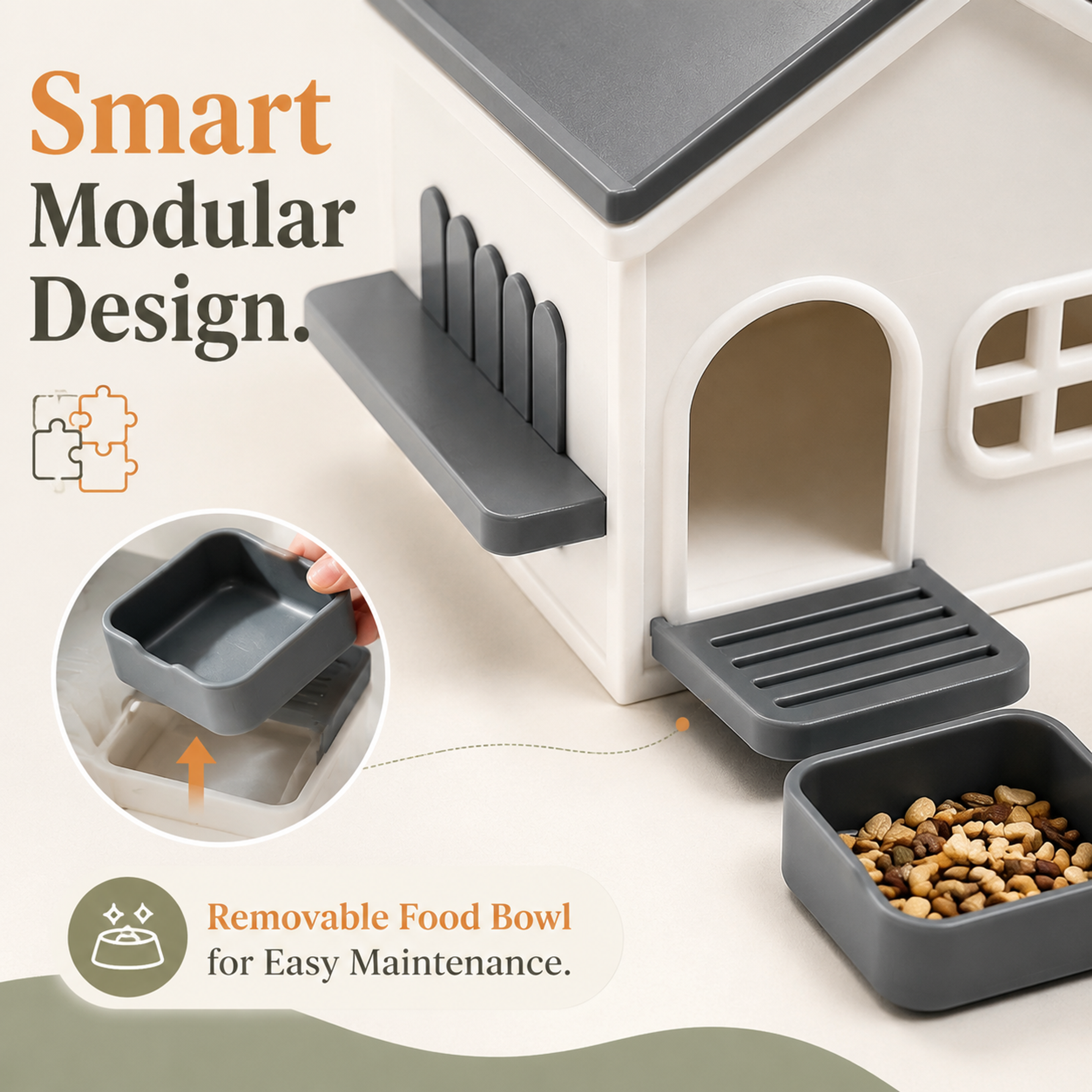 Removable Food Bowl 3D Printed Pet Accessories House Shaped Hamster Feeder