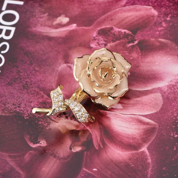 24k Gold Plated Rose Factory Wholesale Adorable Girls Rose Brooch Gold Dipped Rose Fashion