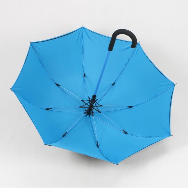 Blue And Black Walking Stick Umbrella , Portable Double Layer Golf Umbrella