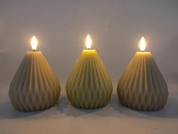 Halloween Christmas Wax Lantern Candle Round LED Light 3pk 9.3*9.3*10.4(13.4)Cm 1CR2032