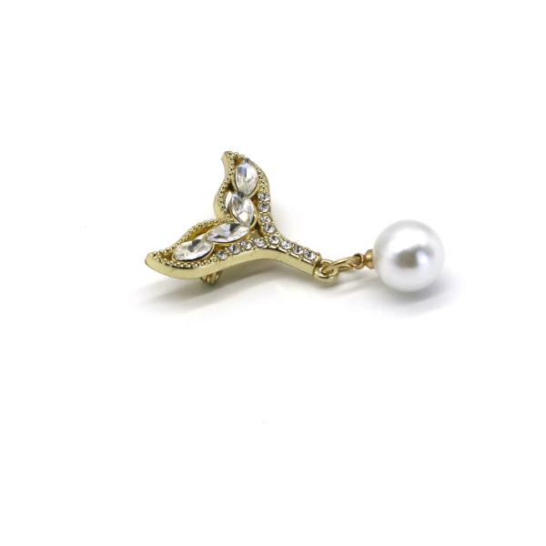 Gold Fox Brooch Pin Inlaid Shiny Diamond For Clothes 2.5cm length 3.5cm height