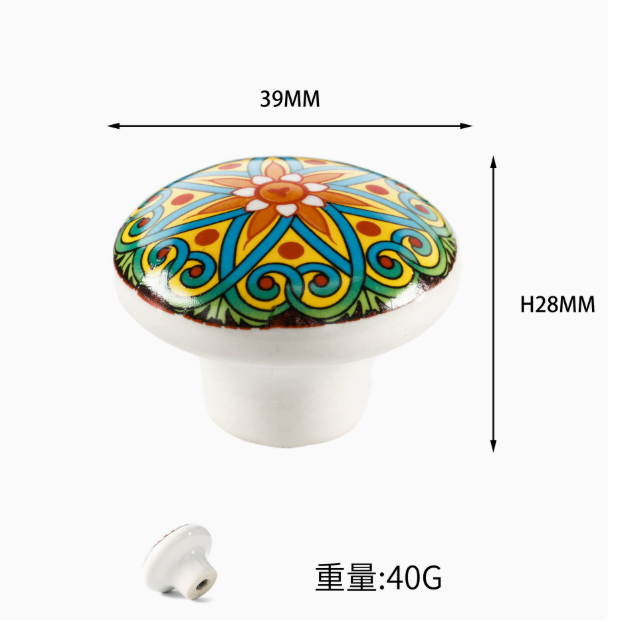 Vintage Bohemian Ceramic Handle Knob Classic Style Cartoon Kitchen Bedroom Drawer Cabinet Door Handle