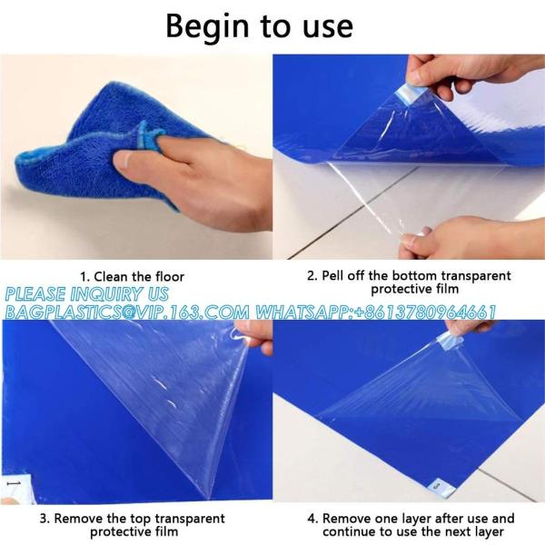 Sticky Mats For Cleanrooms, Walk Off Tacky Mats For Construction Home Pets Warehouse Garage 24X36 Blue